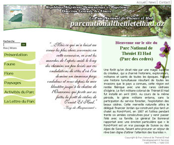 Site web Parc National de Théniet El Had